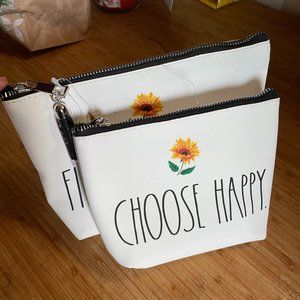 Rae Dunn CHOOSE HAPPY / FIND YOUR HAPPY Cosmetics Bag Set - NWT